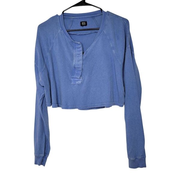 BDG Tops - Urban Outfitters BDG Size M Blue Lily Boxy Cropped Long Sleeve Henley Top